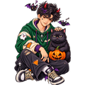 Halloween Anime Devil Boy Purple Mystic Edition Digital PNG