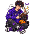 Halloween Anime Devil Boy Green Hoodie Digital PNG
